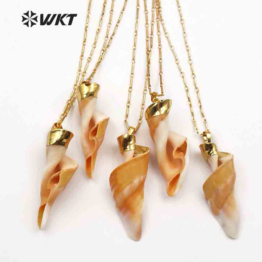 WT-JN050 Wholesale Custom Beautiful Fashion Design with Irregular Volumes for Jewelry Natural Color Natural Shell Necklace