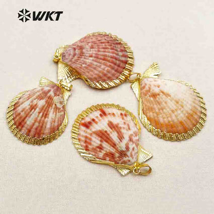 WT-JP006 New!! 24k Gold Plated Shell Jewelry Pendants, Electroplated Shell Pendants