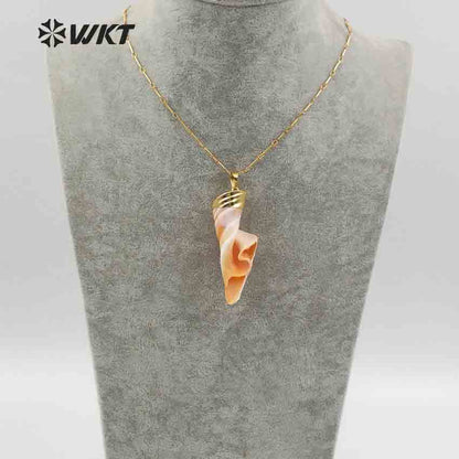 WT-JN050 Wholesale Custom Beautiful Fashion Design with Irregular Volumes for Jewelry Natural Color Natural Shell Necklace