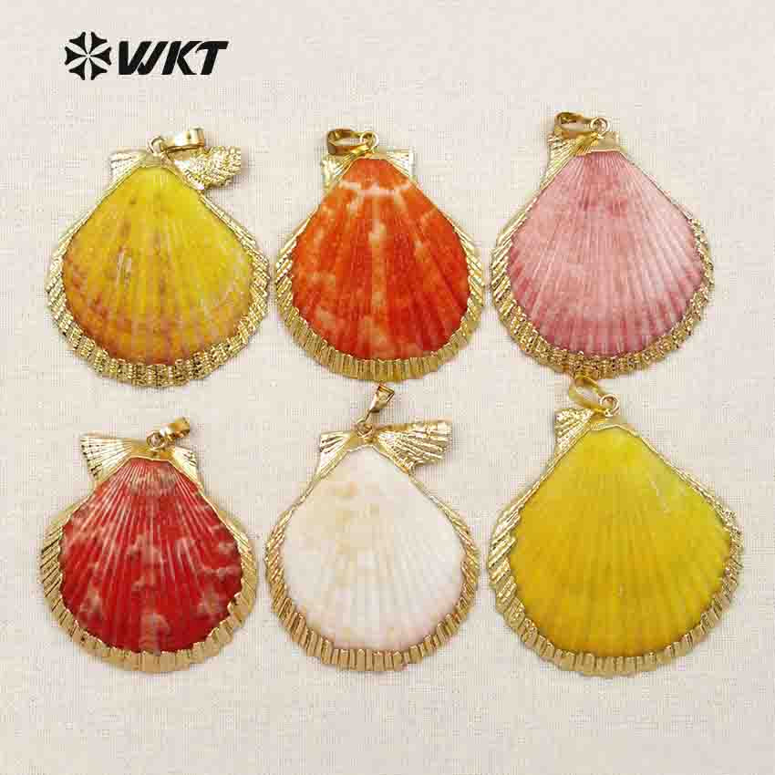 WT-JP006 New!! 24k Gold Plated Shell Jewelry Pendants, Electroplated Shell Pendants