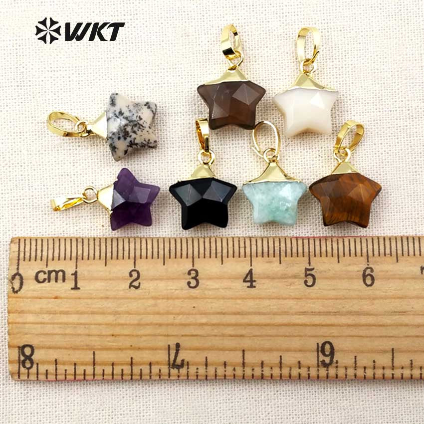 WT-P1308 New ! Multi Natural Gemstone Pendant Factory Directly Sprcial Design Pendant Mini Star Shape 24 K Gold Hat Pendant