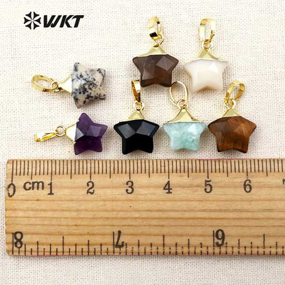 WT-P1308 New ! Multi Natural Gemstone Pendant Factory Directly Sprcial Design Pendant Mini Star Shape 24 K Gold Hat Pendant