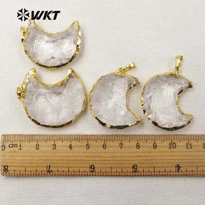 WT-P1301 Amazing ! Natural Crystal Stone Pendant Unique Design Style Pendant Gold Plated Pendant the Moon Type