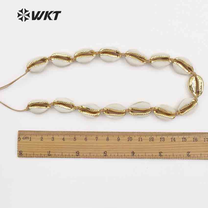 WT-JN038 Bohemia Gift for Female Women Handmade Cord Closure Summer Sea Side Jewelry Cowrie Shell Choker Necklace