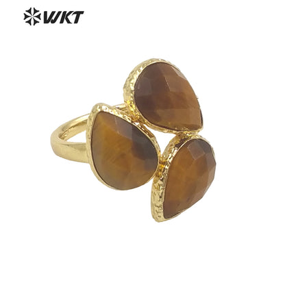 WT-R492 WKT Fashion Design Drop Shaped Gift for Women Colorful High Quality Gorgeous Natural Gemstone Stone Ring