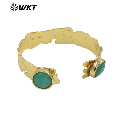 WT-B631 WKT New Handmade Lovely Trendy Gift for Women Lucky Bracelets C Shaped Natural Colorful Gemstone Opening Bracelets
