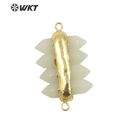WT-C325 Amazing 4 Crystal Quartz Point With Double Loops Energey Gemstone Connectors Women Jewelry for Bracelet Make