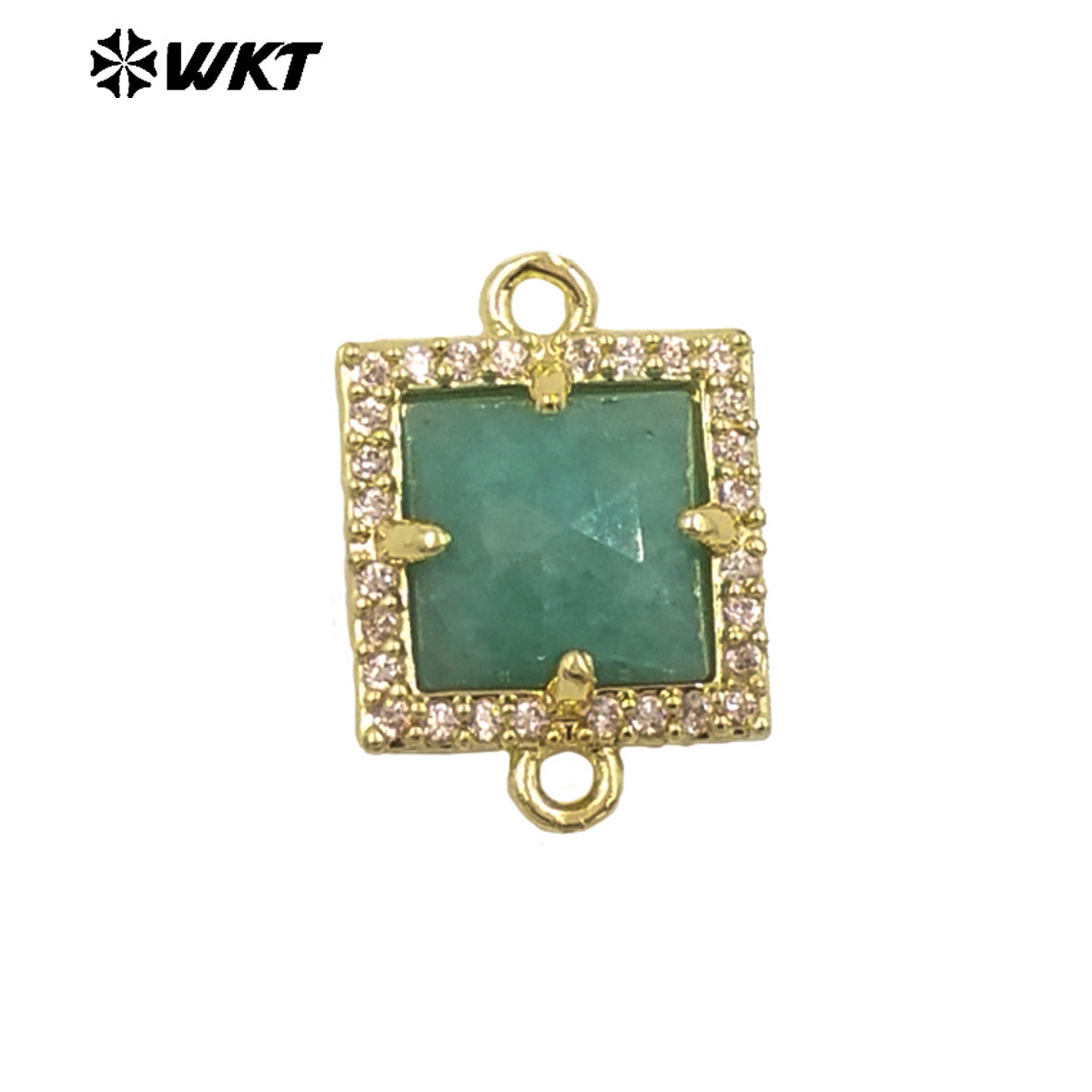 WT-P1993 Classic Wholesale Square Natural Labradorite Amethyst Gemstone Connector Pendant DIY Crafts CZ Accessory Charms