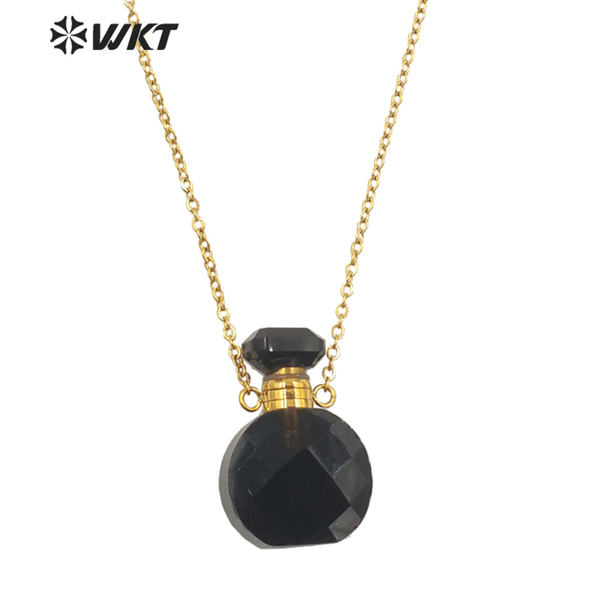 WT-N1456 New Design Double Faceted Natural Lapis Aquamarine Stone Perfume Bottle Necklace for Friend Gift Jewelry