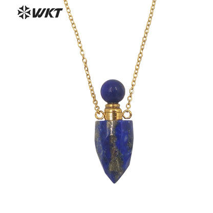 WT-N1372 Perfume Bottle Pendant Color Stone Necklace Temperament Texture Women Gifts Jewelry Necklace Natural Stone Necklace