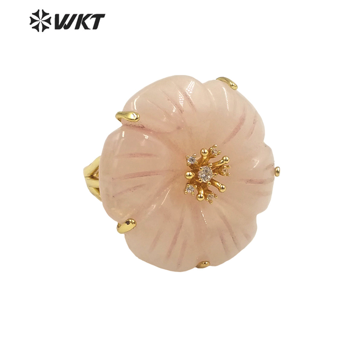 WT-R490 WKT Fashion Design Trendy Gift for Women Flower Shaped Colorful High Quality Gorgeous Natural Gemstone Stone Ring
