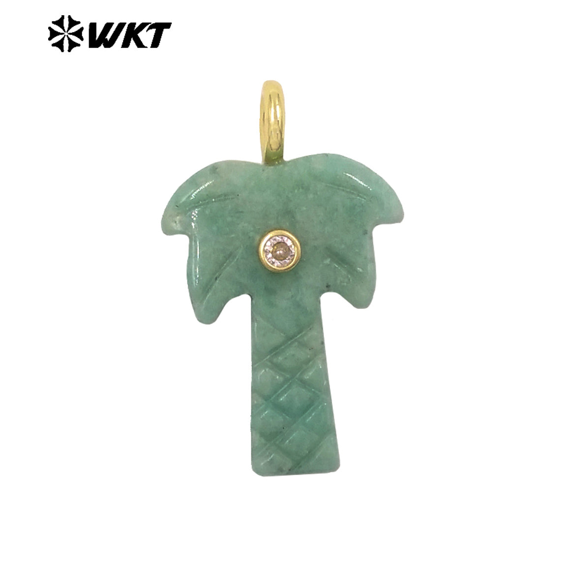WT-P2109 Exquisite Design Zircon And Natural Gemstones Carved Coconut Trees Shape Pendants As Women Fashion Jewelry Accessory