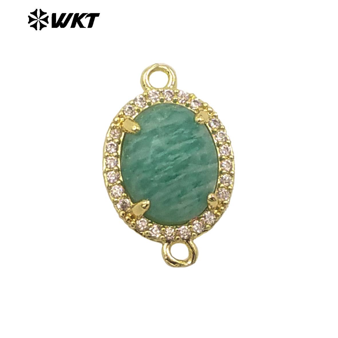 WT-C336 Stylish Little Zircon Round Colorful Natural Gemstone Double Hoop Connector Pendant for Women DIY Necklace Accessories
