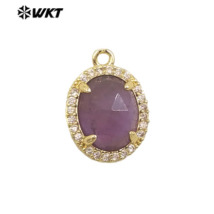 WT-P1991 on Sale Stylish Little Zircon Set With Multiple Gemstone 18K Gold Plated Round Unisex Pendant As Daily Dress and Gift