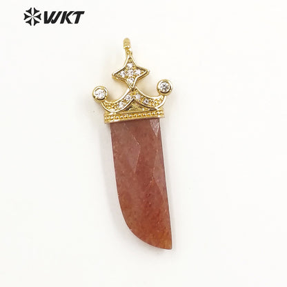 WT-MP263 Newest Vintage Style Charming Cubic Zircon Stone for Bracelet Design Knife Shaped Gemstone Pendant