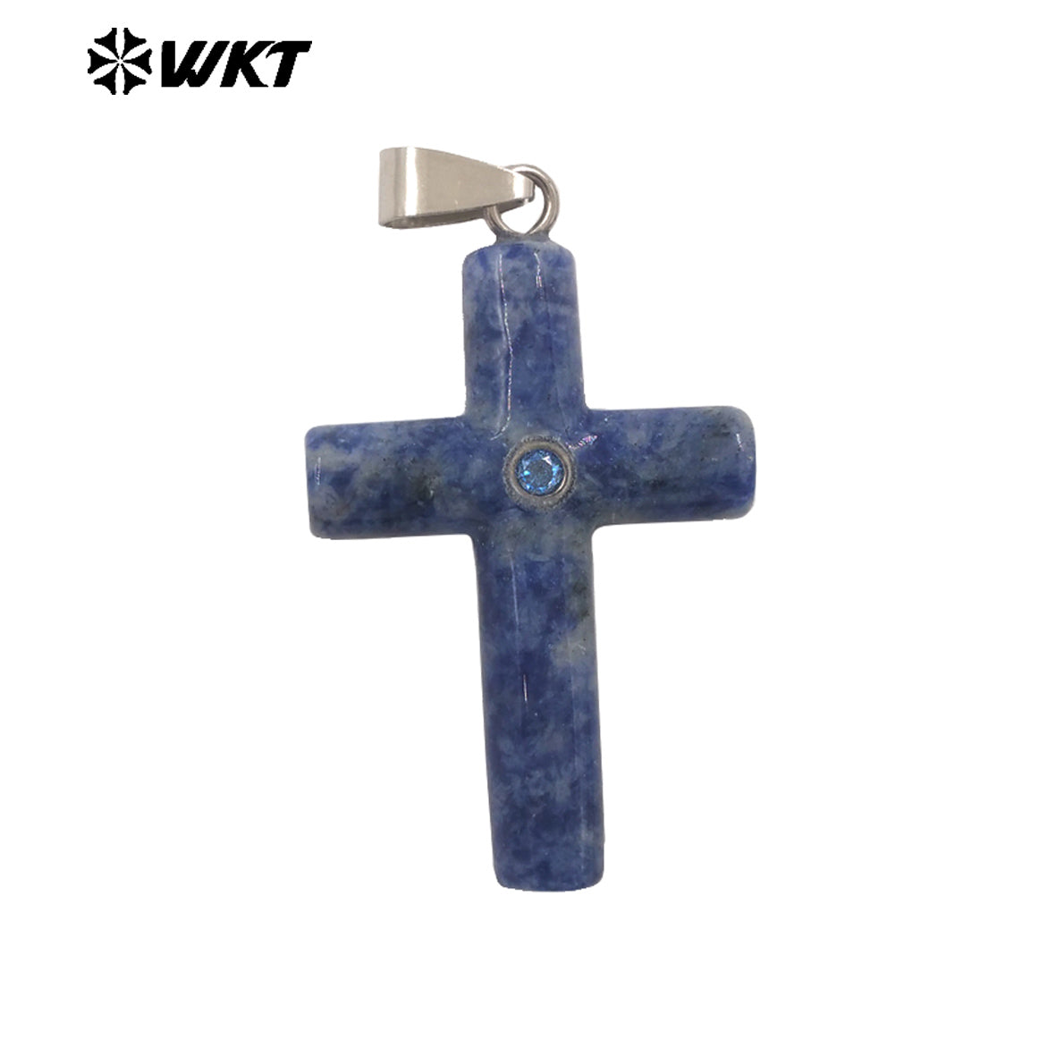 WT-P2070 Religious Style Silver Plated Zircon And Multi Natural Gemstones Cross Pendants As Boy Girl Handmade Jewelry Making