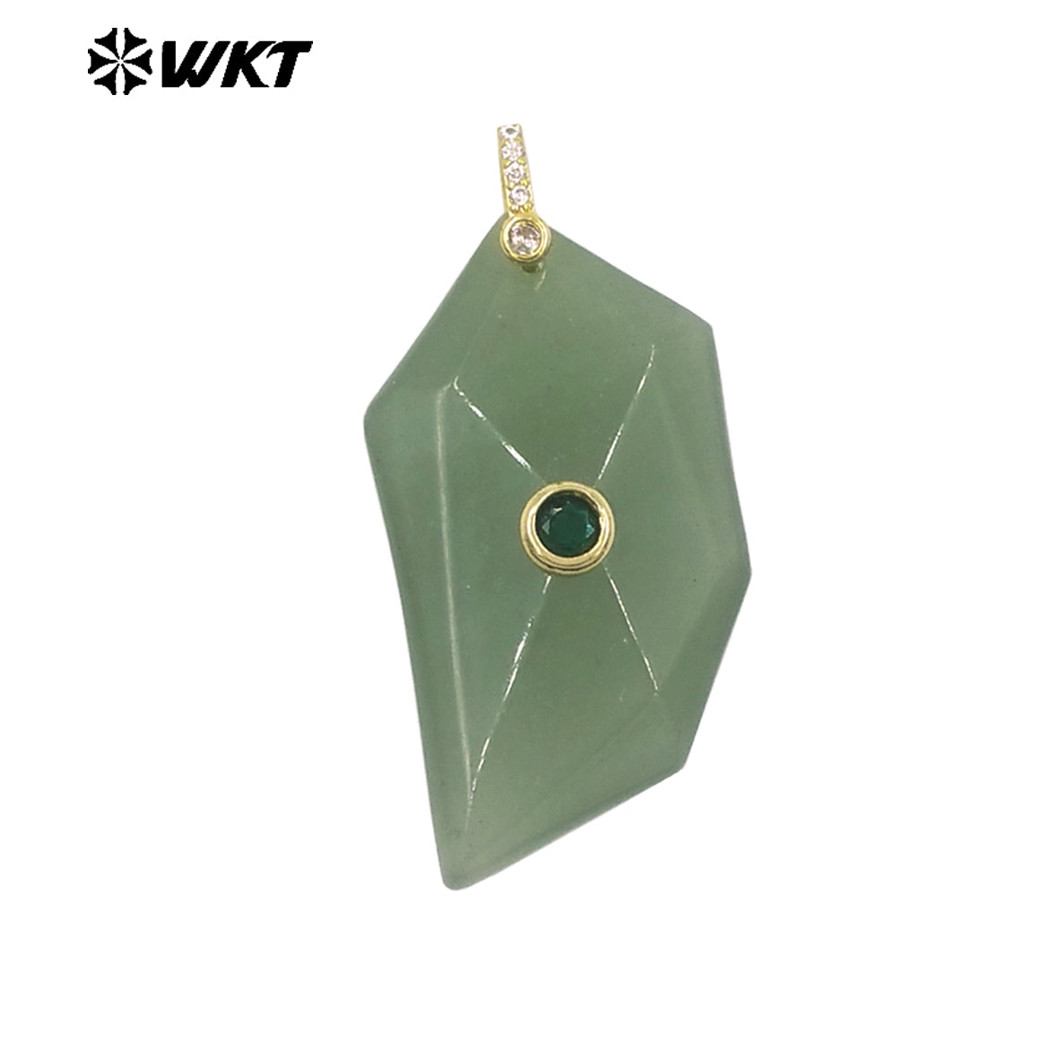 WT-P2145 Factory Wholesale Natural Gemstones Setting In Zircon Geometric Shape Gold Pendants For Women Earrings Handmade