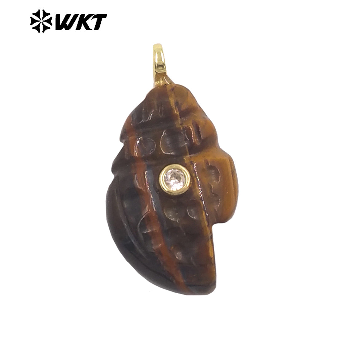 WT-P2122 Popular Lovely Style Natural Gemstones And Zircon Conch Shape Pendants For Handmade Earrings DIY Accessories
