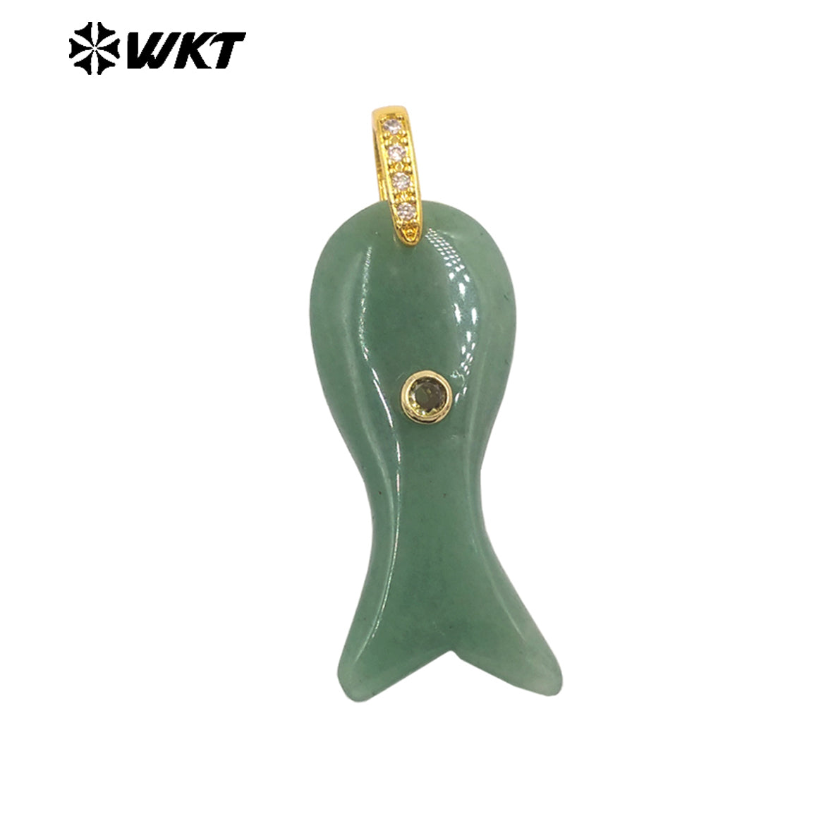 WT-P2138 New Design Zircon And Natural Gemstones Little Fish Charms Pendants For Lovely Style Jewelry Making Decoration