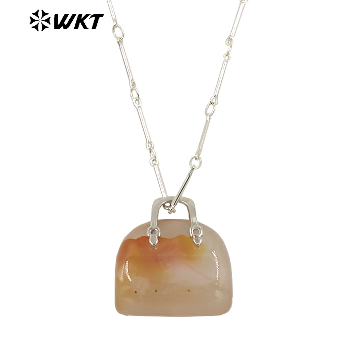 WT-N1362 Cute Handbag Shape Crystal Clear Natural Colored Gemstone Necklace Ladies Jewelry Necklace Gemstone Necklace
