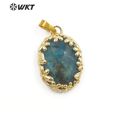 WT-P1919 Fashion Design Trendy New Precious Colorful Stone Oval Amazonite Amethyst Gemstone Pendants