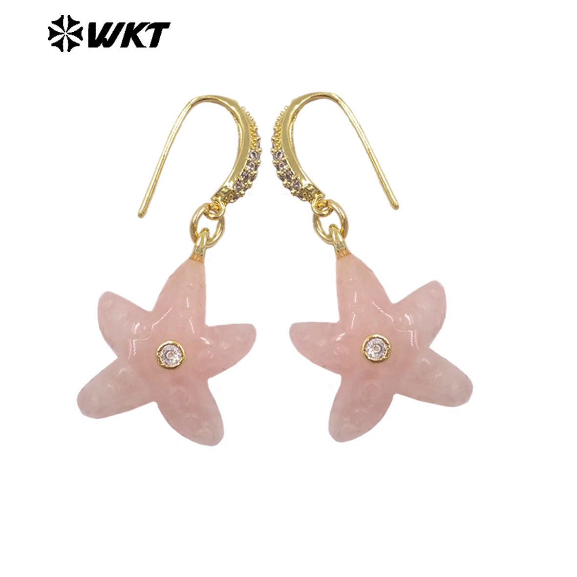 WT-E815 Interesting And Delicate Multiple Natural Gemstones Starfish Shape Gold Earrings As Girl Friends Jewelry Present