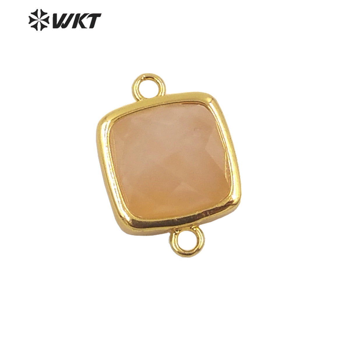 WT-C305 Wholesale Fashion Gold Bezel Double Loops Small square Stone Connectors for Jewelry DIY Design Findings