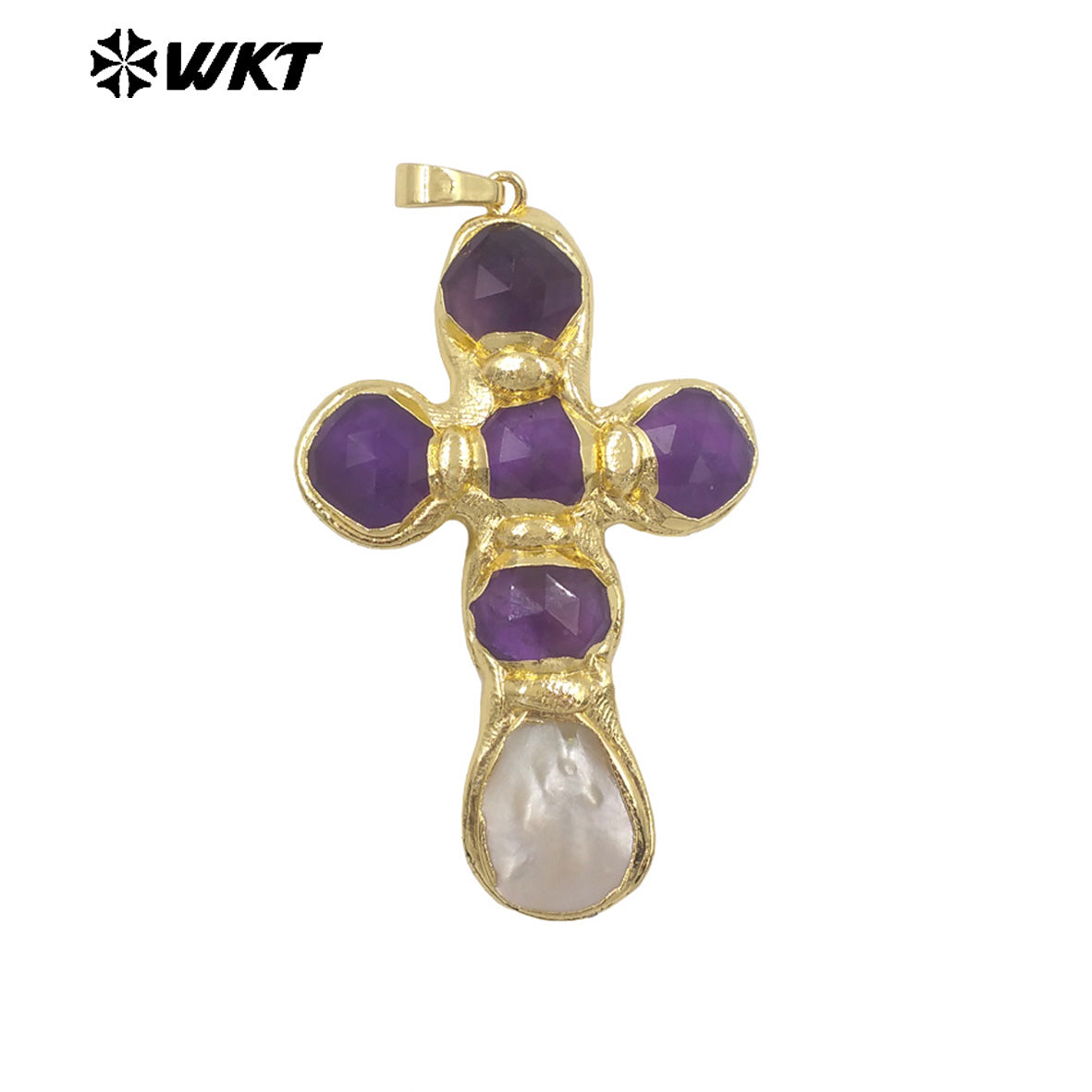 WT-JP449 Newest Labradorite Natural Stones And White Shell Spliced 18K Gold Plated Cross Pendants As Unique Jewelry Gift