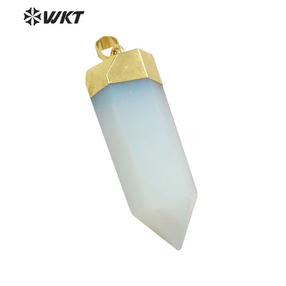 WT-P1710 Amazing Gold Top Natural Gemstone Hexagon Spirit Quartz Healing Stone Pendant Women Jewelry Design Necklace Pendant