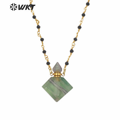 WT-N1229 WKT New Design Natural Precious Faceted Gemstone Essence Oil Bottle Necklace Hot Beads Chain Perfume Bottle Necklace
