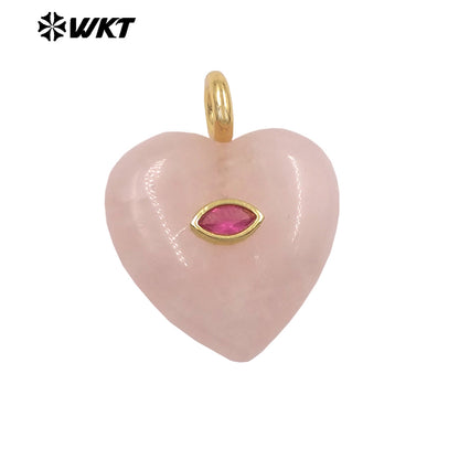 WT-P2042 Popular Sale Lapis Natural Stone Gold Plated Zircon Heart Shape Pendants For Romantic Women Necklace DIY Making