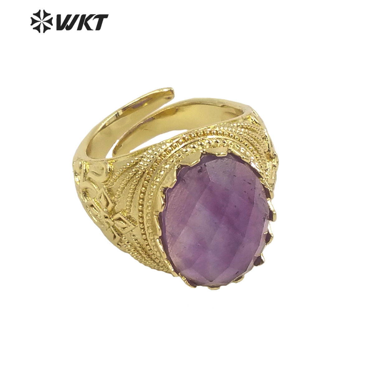WT-R456 Wholesale Newest Spring Design 18k Gold Plated Oval Natural Stone Ring Gold Bezel Setting Europe Popular Jewelry Ring
