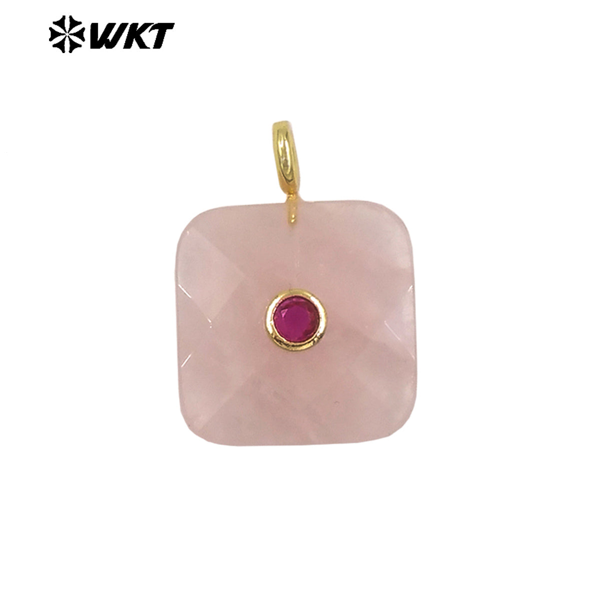 WT-P2089 Factory Wholesale Colorful Zircon And Natural Gemstone Square Gold Pendant For Handmade Jewelry Design Findings