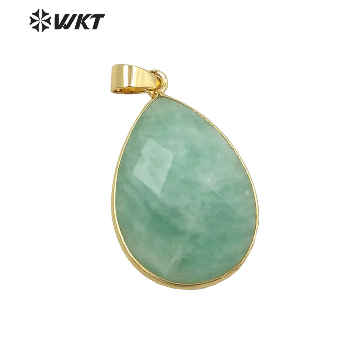 WT-P1896 WKT New Material Design 24MM Diamond Faceted Waterdrop Yellow Citrine Fluorite Stone Pendant for Earring Match