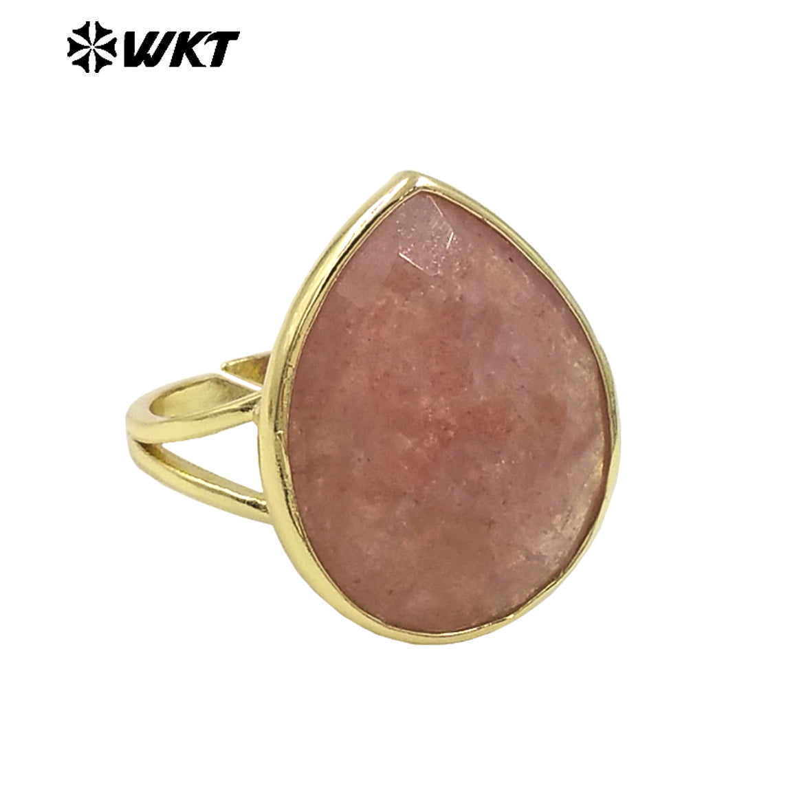 WT-R505 Gorgeous Big Drop Stone Amazonite Tiger Eye and Labradorite 18K Gold Plated Gemstone Women Birthday Ring