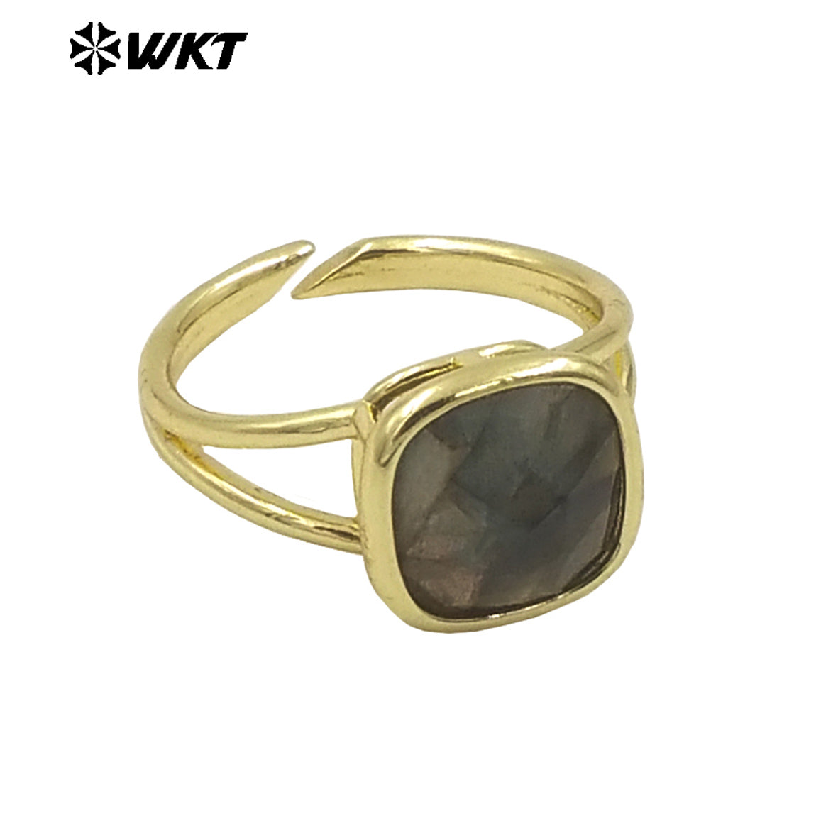 WT-R522 Wholesale New Square Natural Gemstone Setting Birthday Stone Elegant Small Amethyst Ring