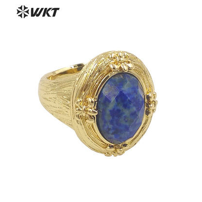 WT-R486 WKT Fashion Design Trendy Gift for Women Round Shaped Colorful High Quality Gorgeous Natural Gemstone Ring