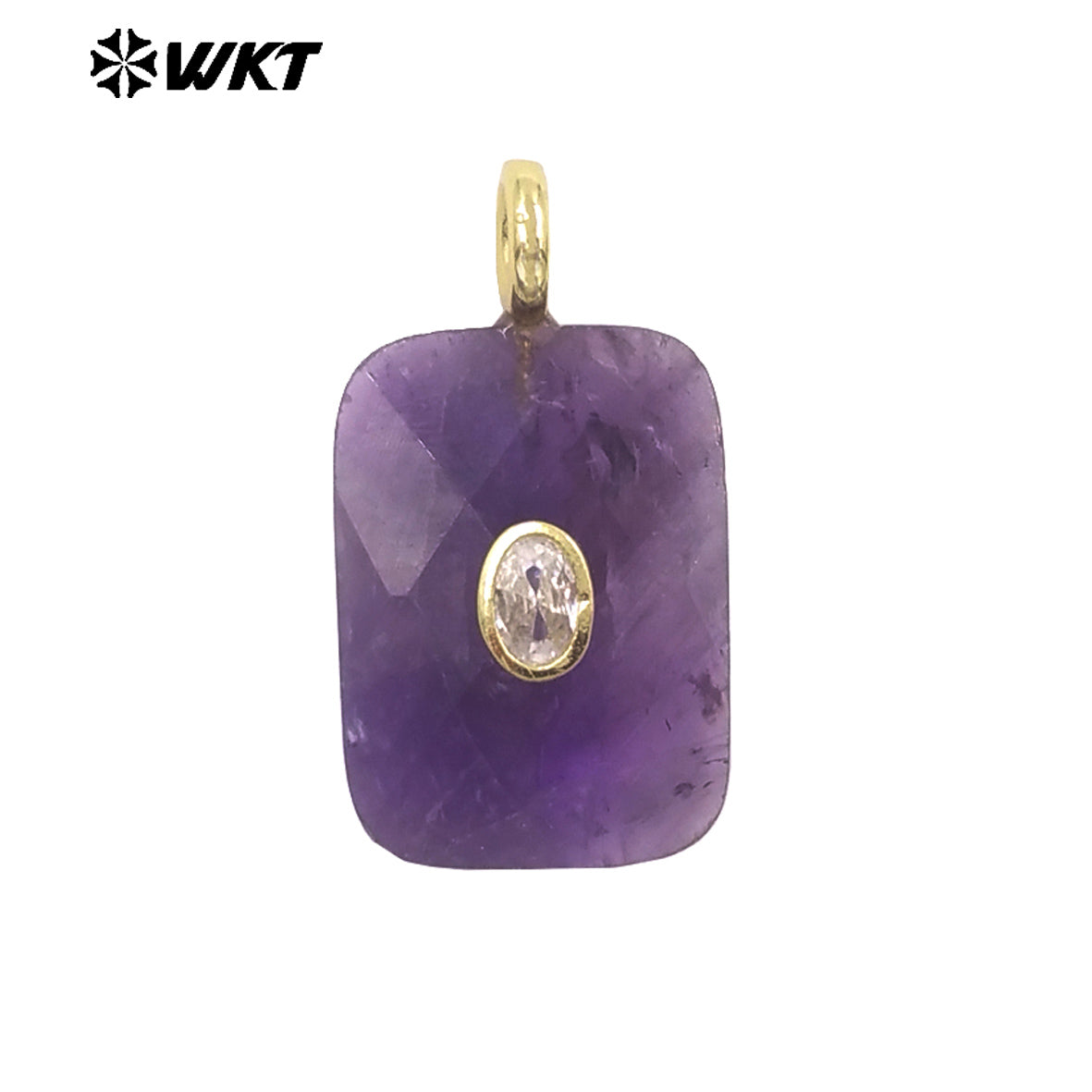 WT-P2107 High Quality Colorful Zircon And Natural Gemstone Faceted Rectangle Pendants As Women Simple Jewelry Accessories