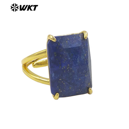 WT-R529 WKT New Design Gorgeous Natural Faceted Gemstone Claw Setting Square Amethyst Stone Anniversary Women Ring