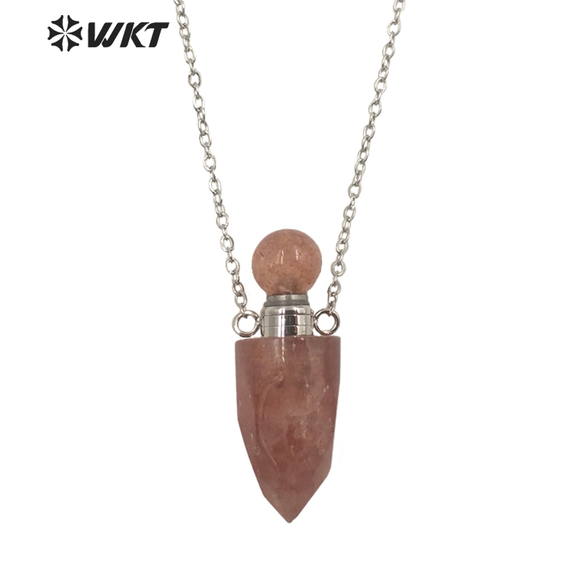 WT-N1370 Attractive Necklace Perfume Bottle Pendant Colorful Stone Pendant Necklace Women Jewelry Natural Stone Necklace