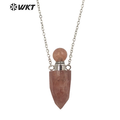 WT-N1370 Attractive Necklace Perfume Bottle Pendant Colorful Stone Pendant Necklace Women Jewelry Natural Stone Necklace