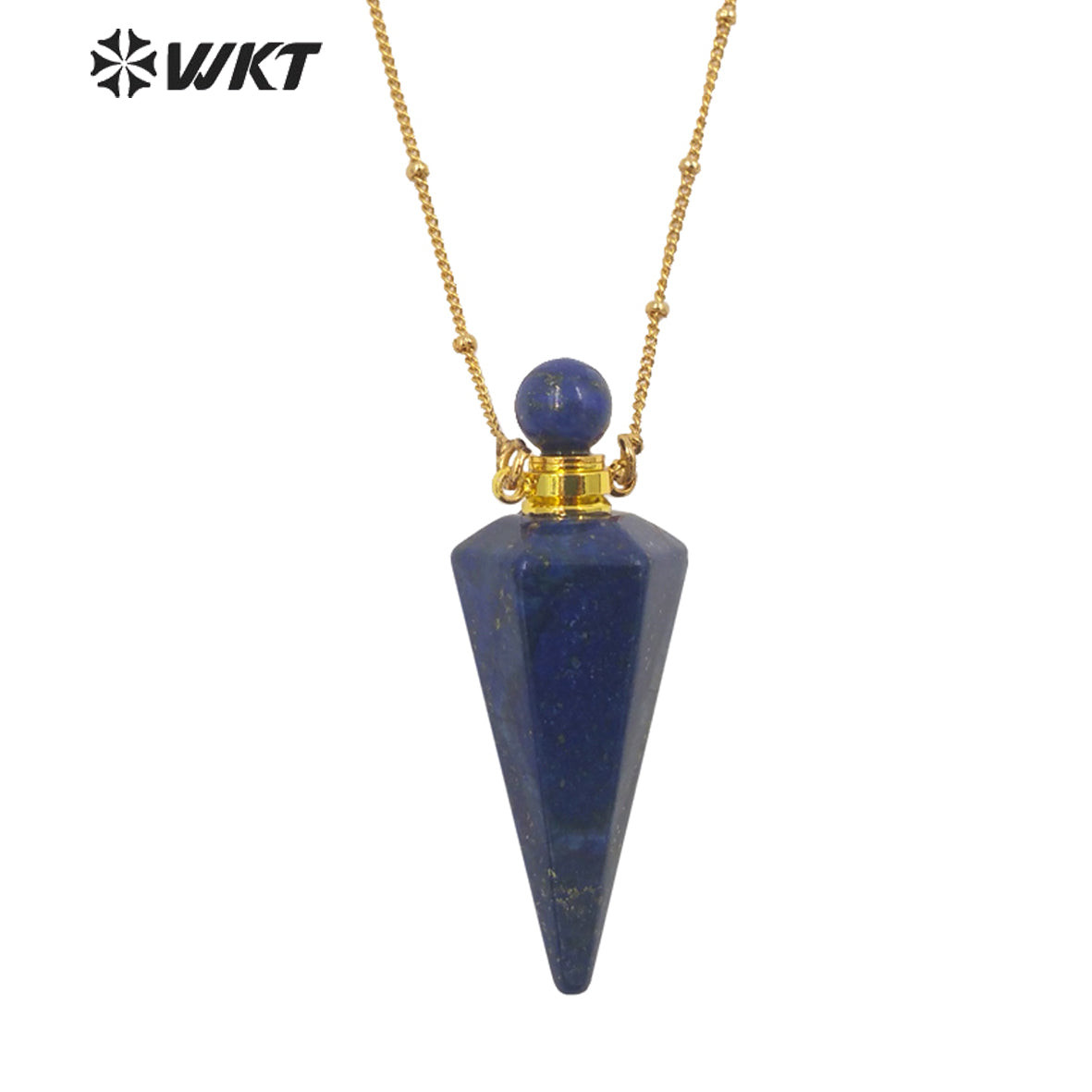 WT-N1407 Amazing Big Long Bullet Shape Natural Gemstone Made Perfume Bottle Necklace Women Essencial Oil Bottle Necklace
