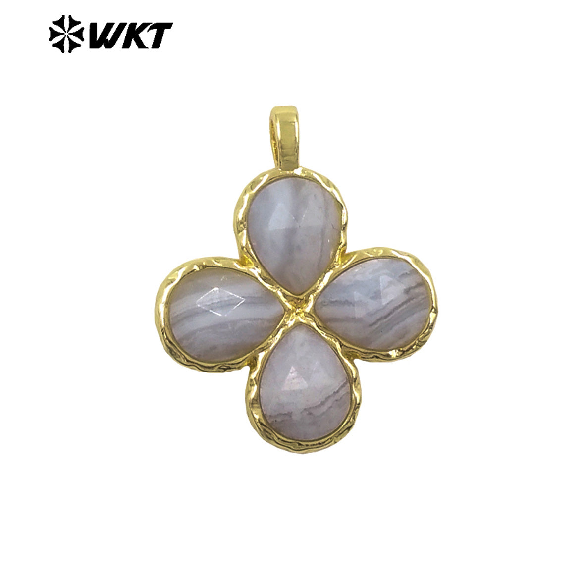 WT-P2090 Gorgeous 18K Gold Plated Multi Colors Natural Gemstone Little Flower Shape Charms Pendant As Lady Earring Accessory
