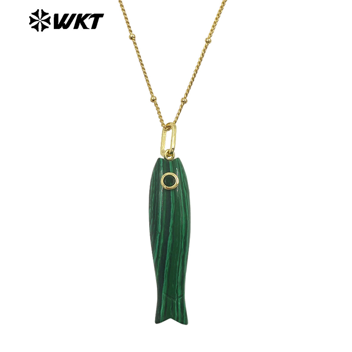 WT-N1535 Charming Trendy Natural Gemstones Little Fish Shape Gold Pendant Necklaces As Female Party Birthday Jewelry Gifts