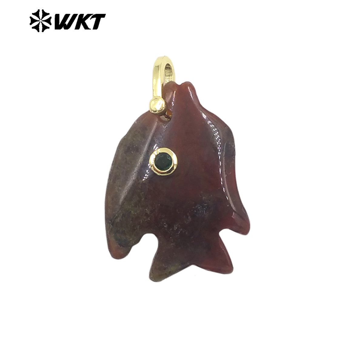 WT-P2106 Interesting Lovely Various Natural Gemstone And Zircon Fish Shape Charms Pendants For Women Fashion Jewelry Making