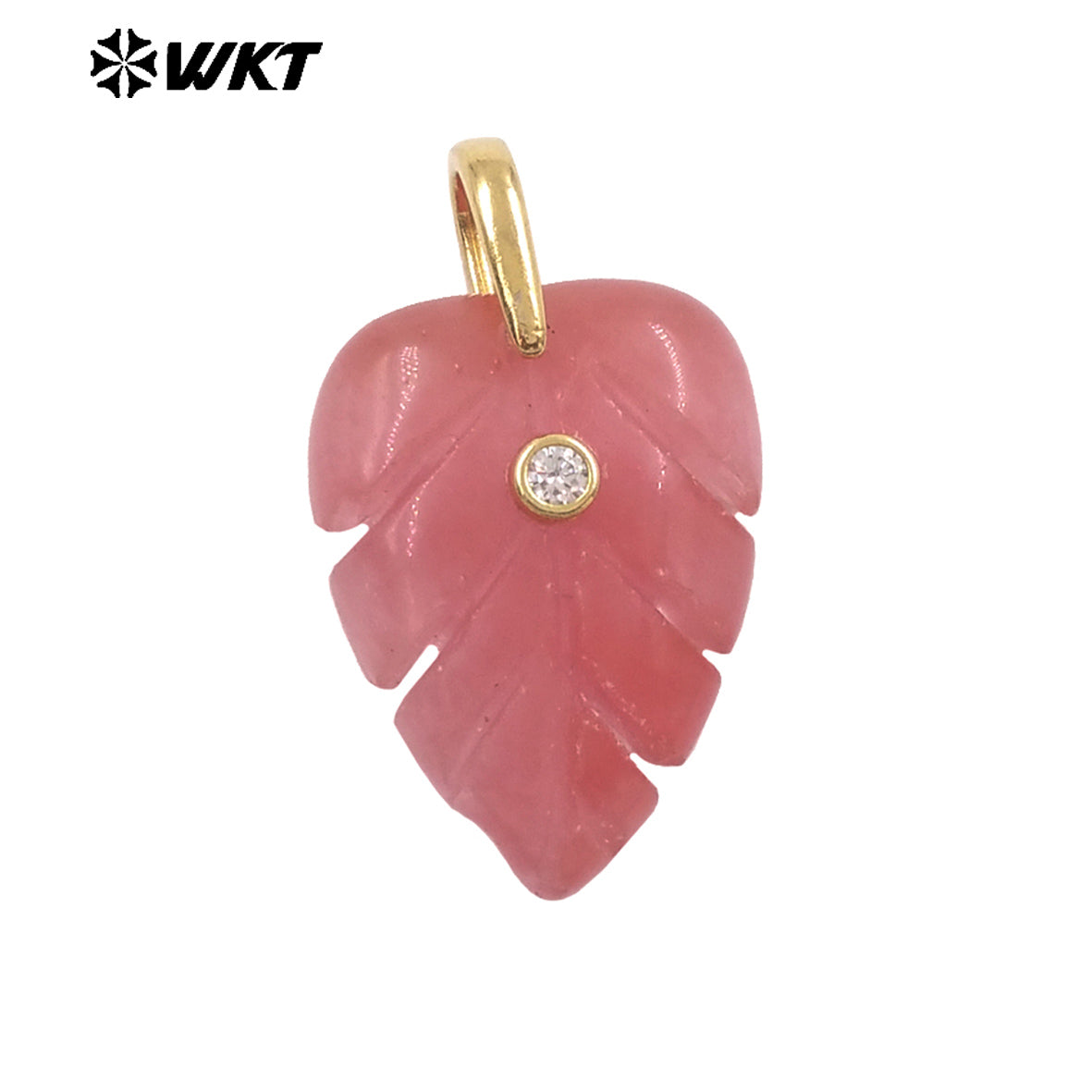 WT-P2141 Wonderful Zircon And Multi Colors Natural Gemstones Hand Carved Leaf Shape Gold Pendants For Lady Earrings DIY