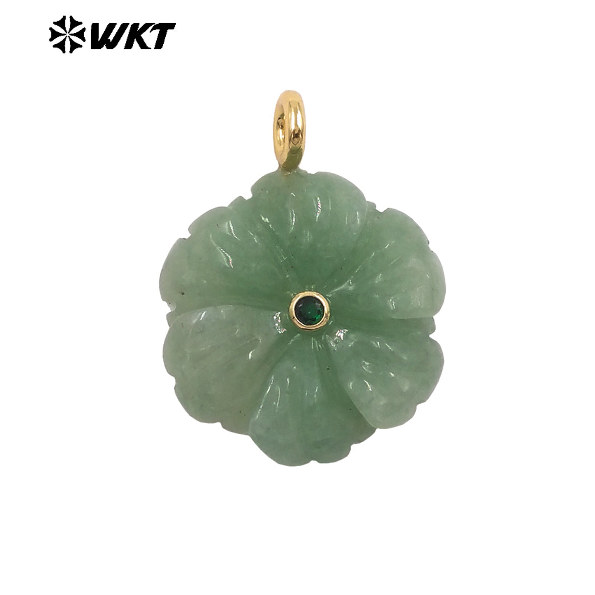 WT-JP522 Popular Trendy Zircon And Colorful Natural Gemstones Hand Carved Flower Shape Gold Pendants For Lady Jewelry Design