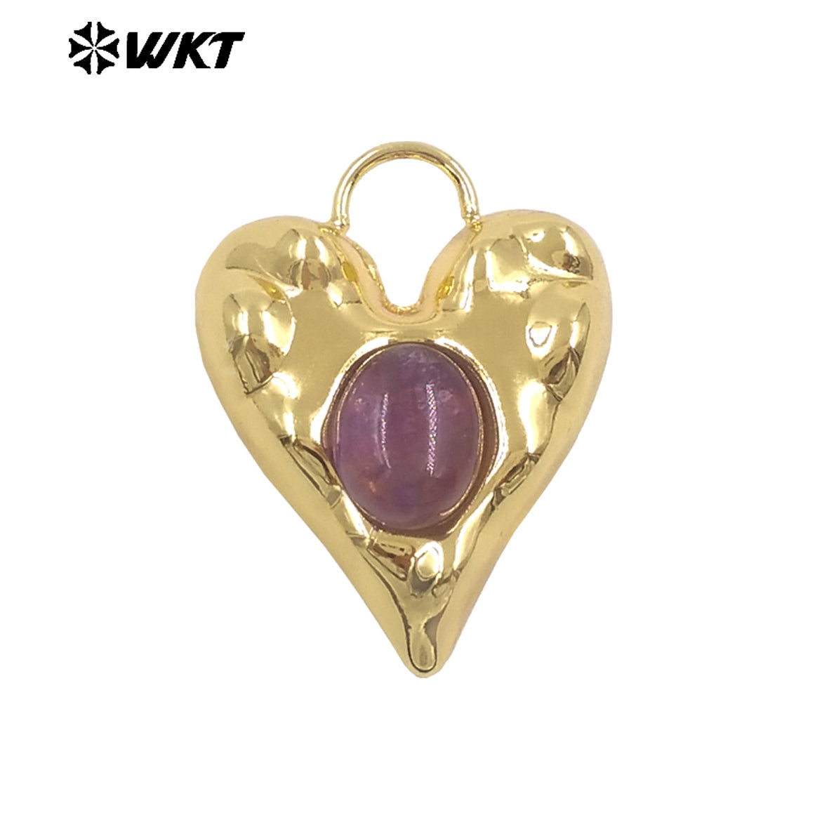 WT-P2132 Exquisite Unique 18K Gold Plated Natural Gemstones Heart Shape Little Charms Pendants For Women Jewelry Decorative
