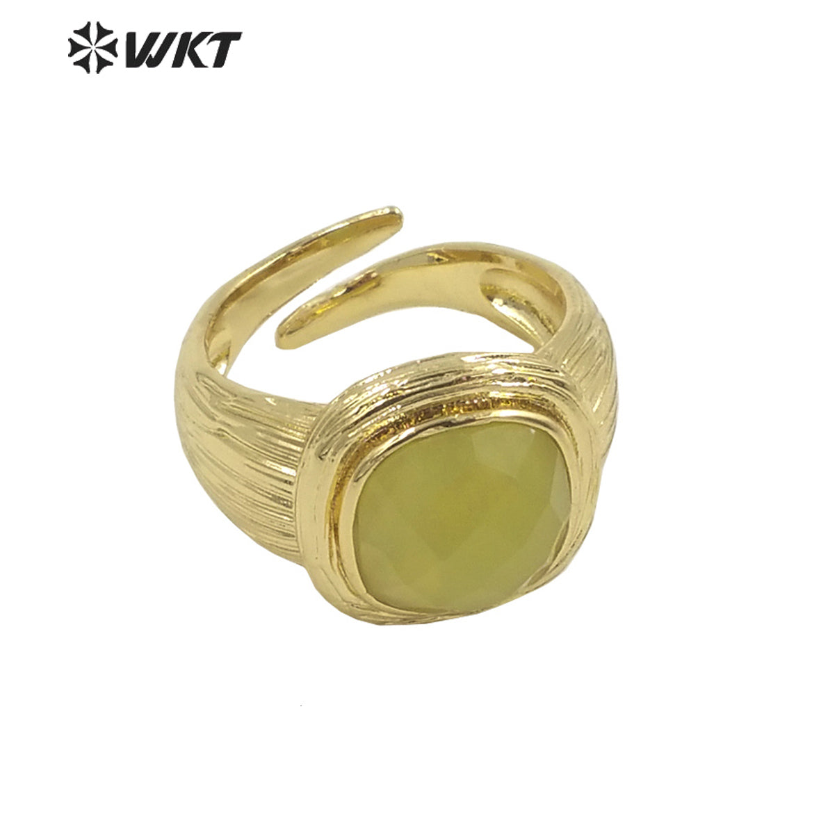 WT-R455 New Design Satin Finished Simple Stone Women Ring 18k Gold Plated square Stone Gemstone Party Ring