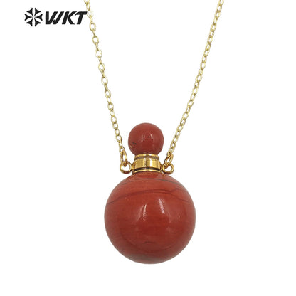 WT-N1442 WKT Best 2023 Newest Natural Aura Cluster Quartz Women Simple Hoop Aura Perfume Bottle Necklace